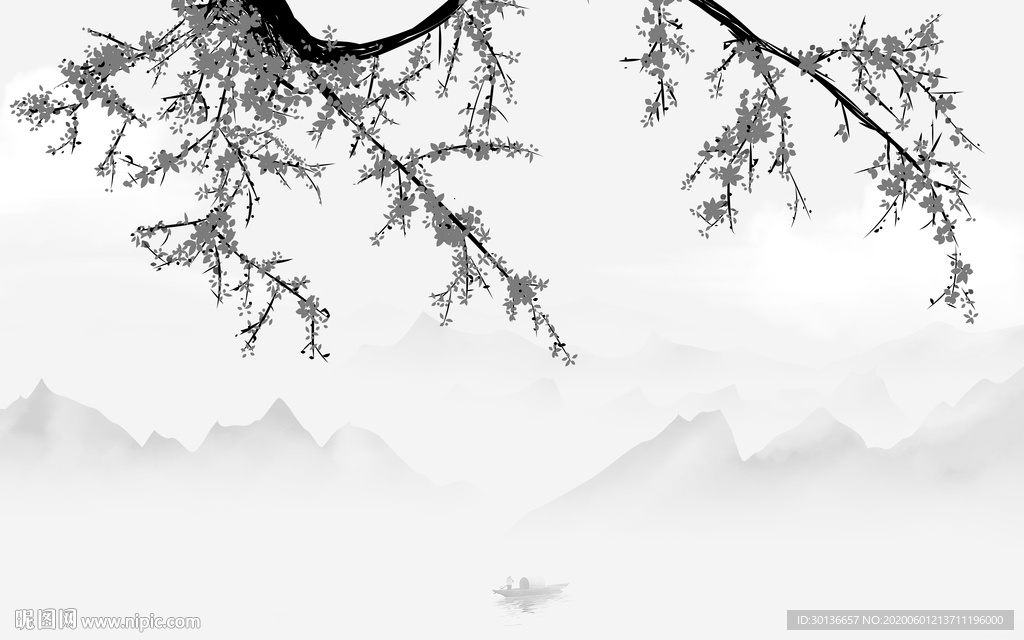 简约山水画风景画 TIF分层