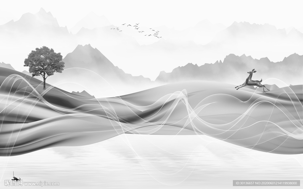 高清 大气风山水画 TIF分层