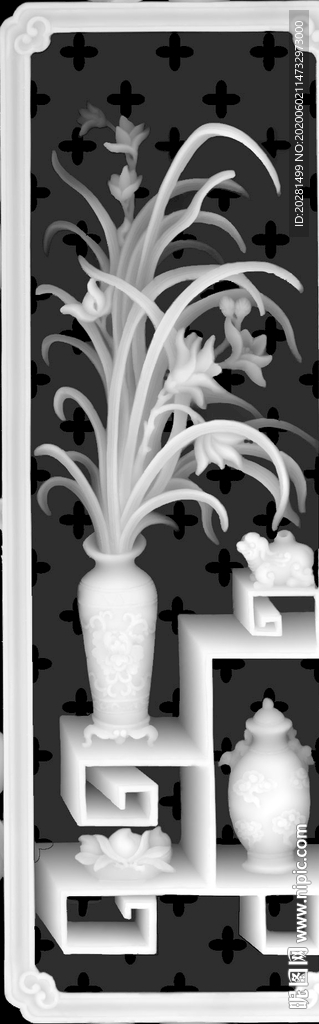 四季花书柜 兰花灰度图
