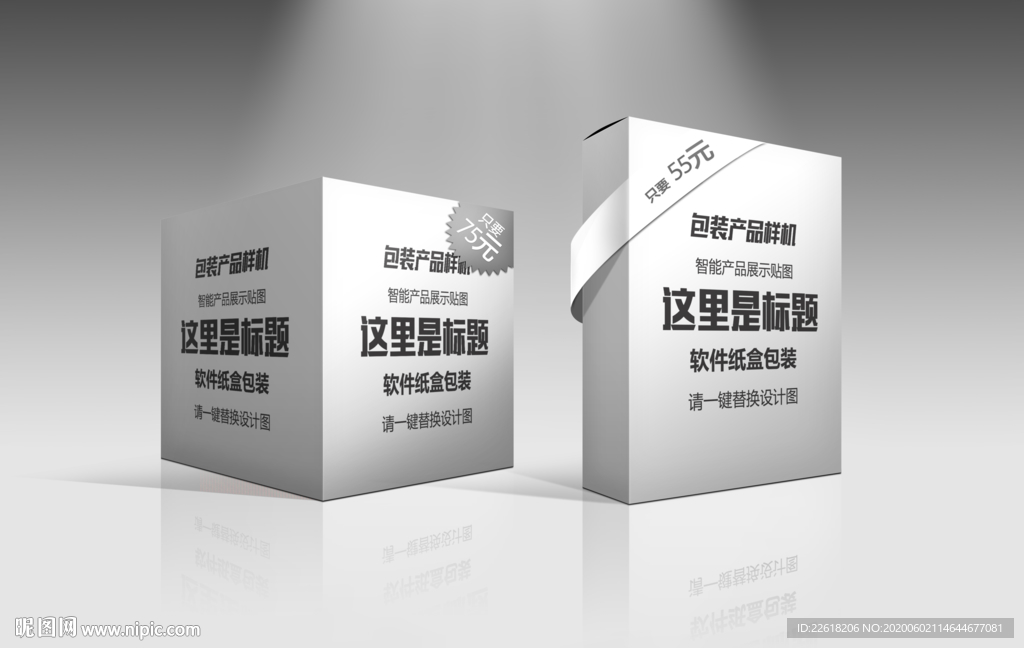 软件包装盒组合样机