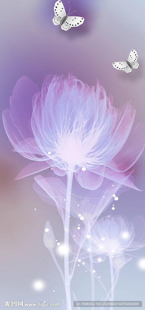 唯美蝶恋花玄关背景