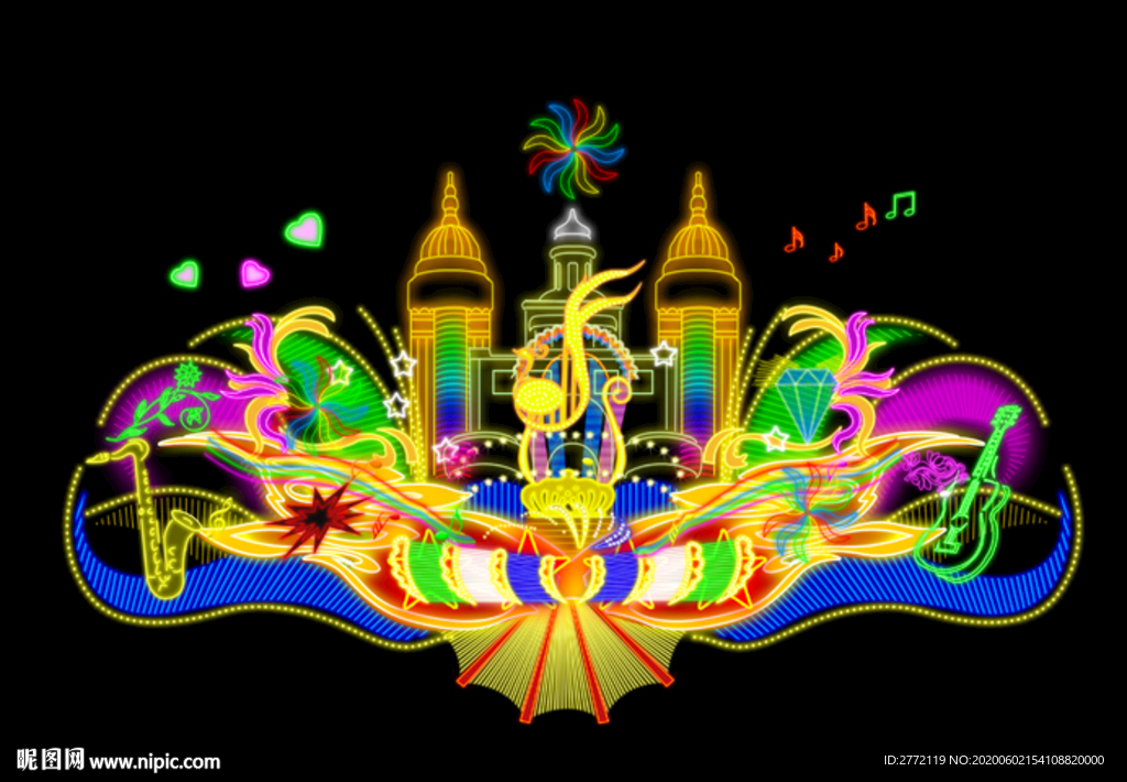 华丽城堡 彩虹灯光