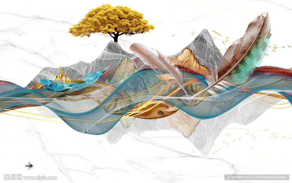 高清 背景墙装饰画 TIF分层