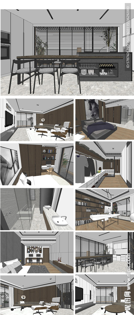 简约现代黑白风家装su