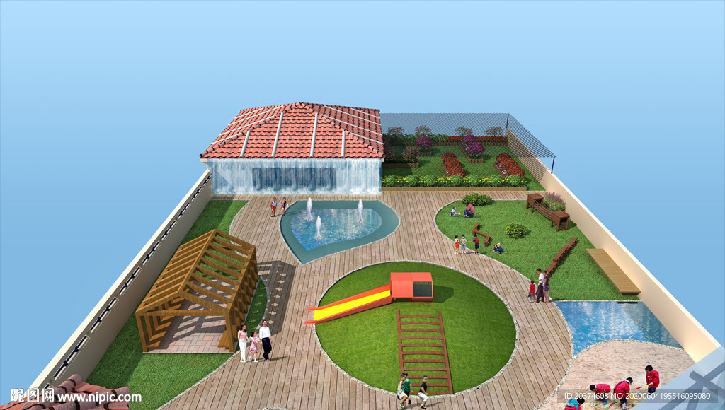 幼儿园屋顶 私家庭院 屋顶花园