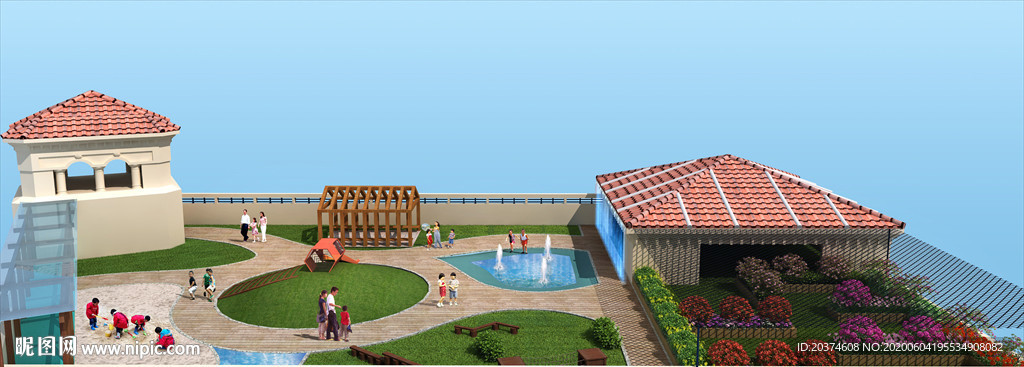 幼儿园屋顶 私家庭院 屋顶花园