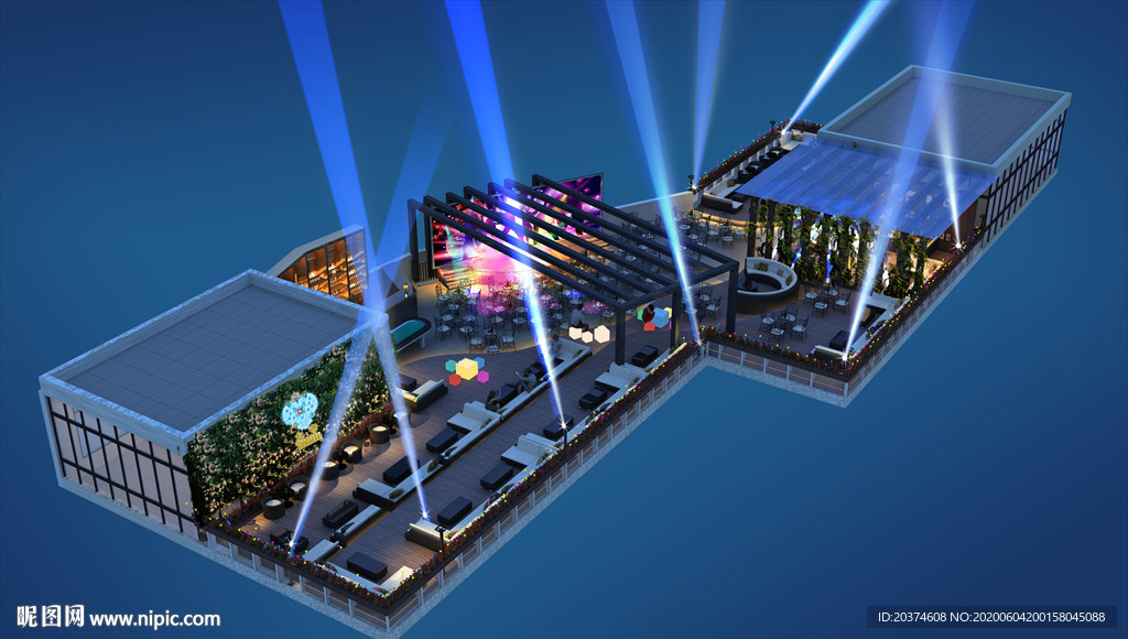 屋顶酒吧 酒吧夜景 私家庭院