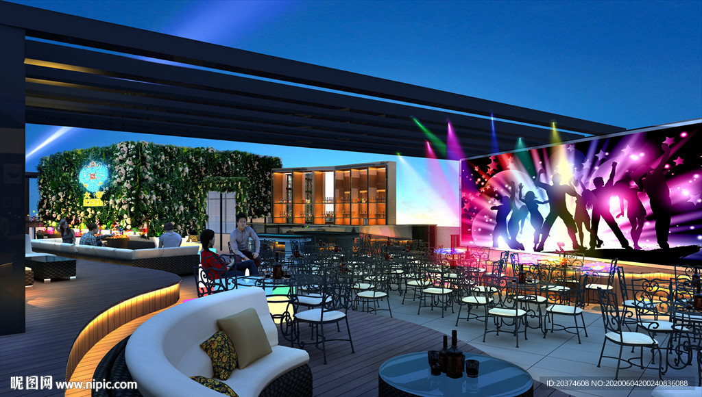 屋顶酒吧 酒吧夜景 私家庭院