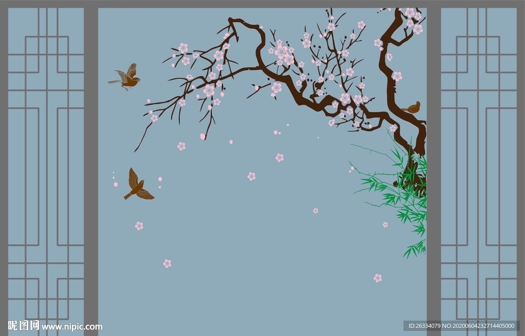 梅花 桃花 鸟竹子 电视