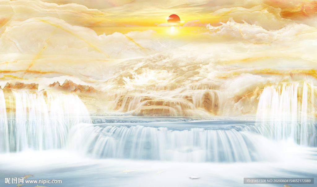 大理石山水瀑布