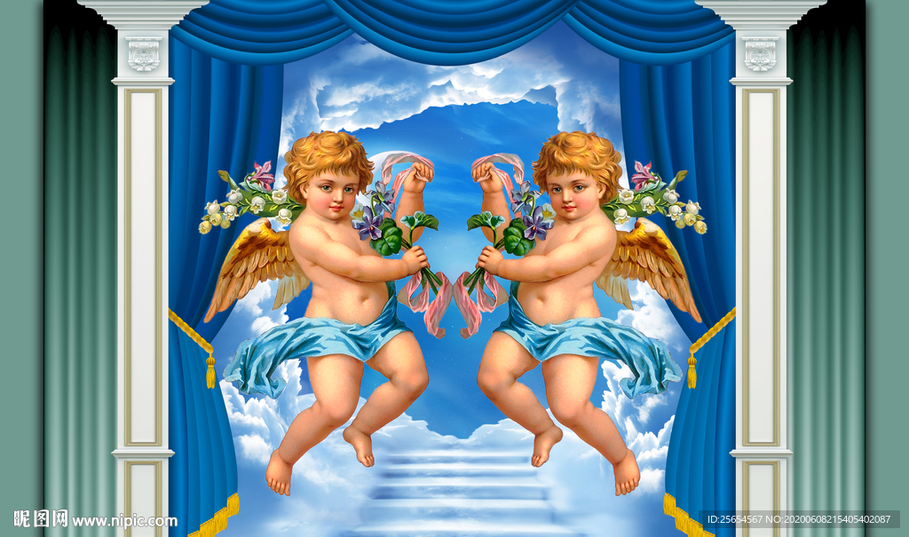 现代欧式窗帘石膏花纹电视背景墙