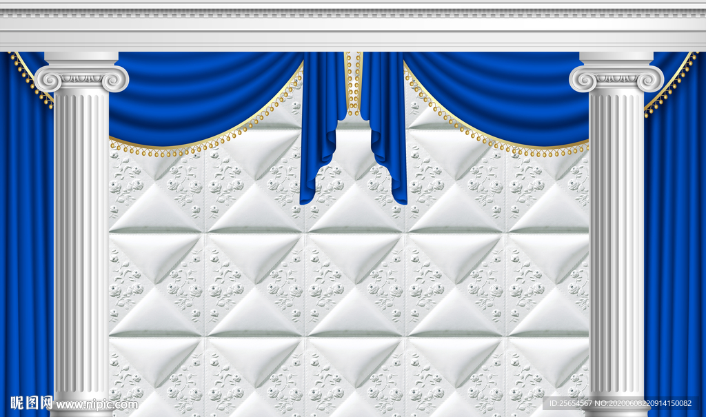 现代欧式窗帘石膏花纹电视背景墙