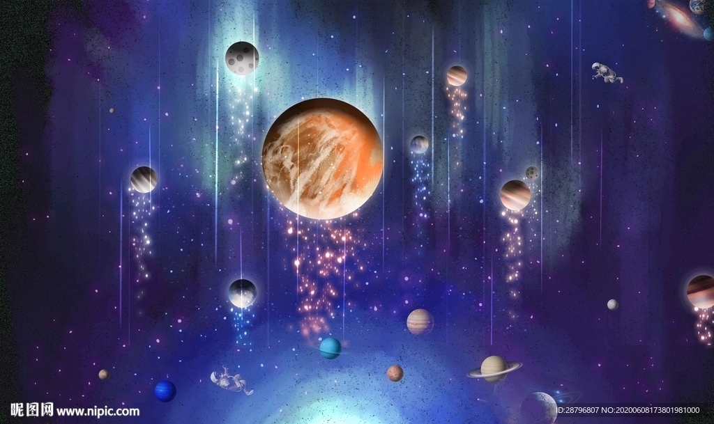 唯美梦幻星空壁画背景墙图片