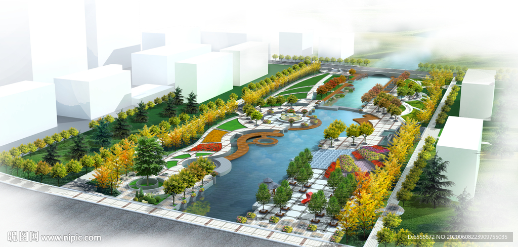 滨水景观设计鸟瞰效果图PSD