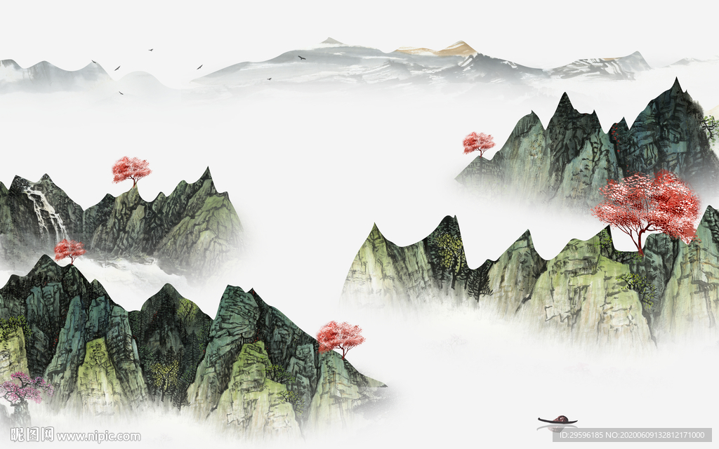 高档 新爆款山水画 tif分层