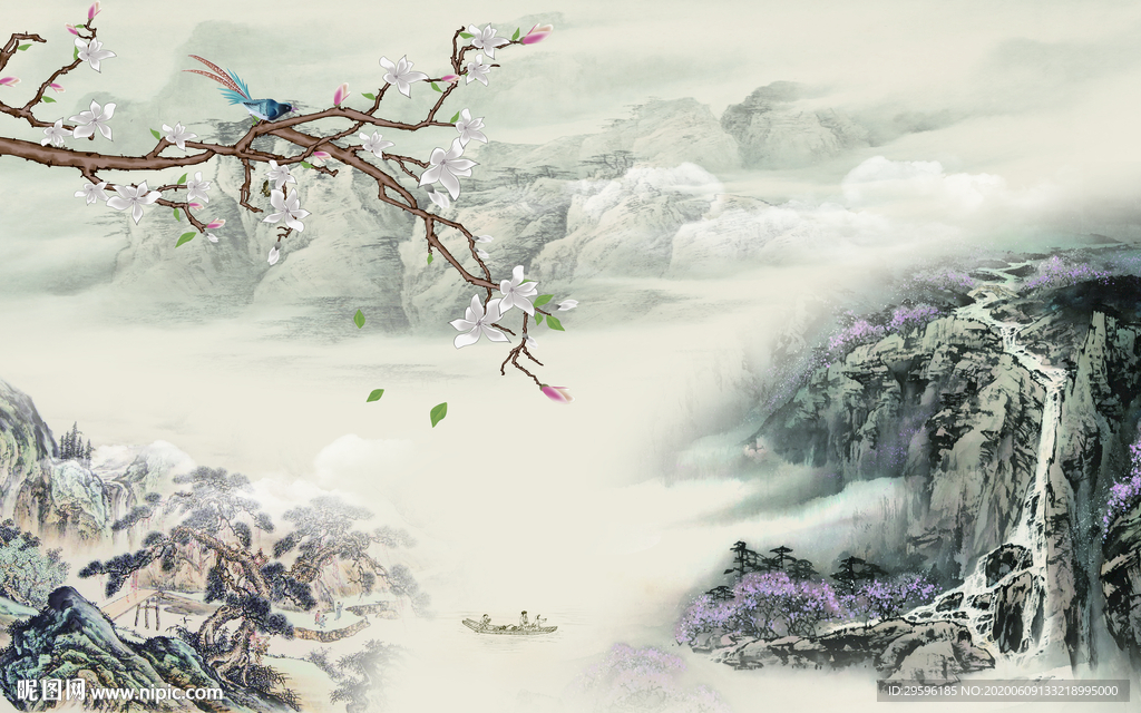 国画 新爆款山水画 tif分层