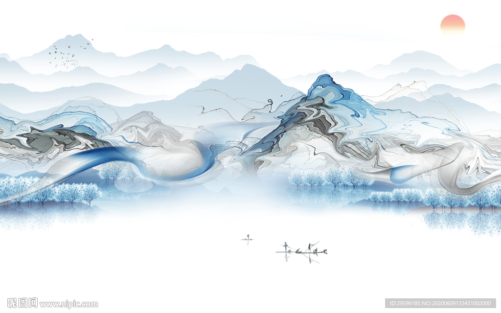 高清 新爆款山水画 tif分层