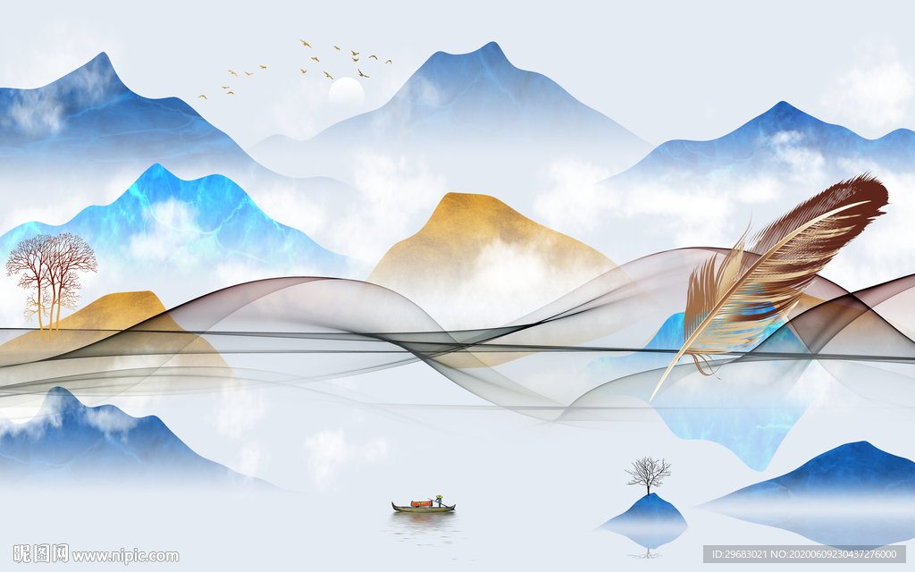 抽象线条山水画 tif分层