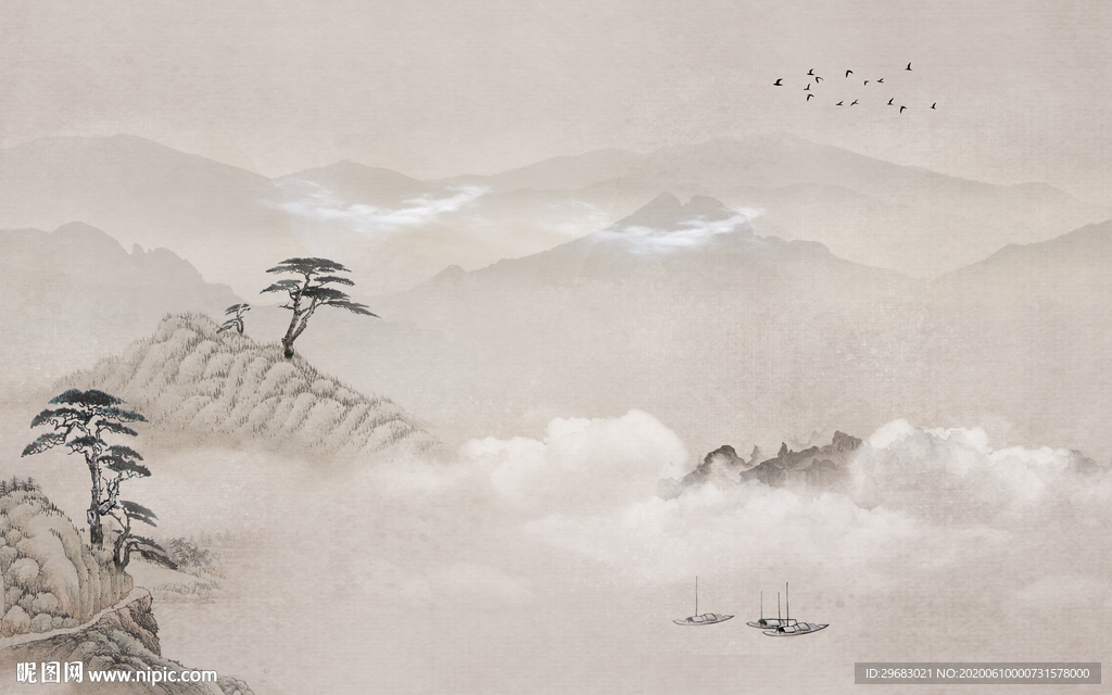 现代超清新山水画 tif分层