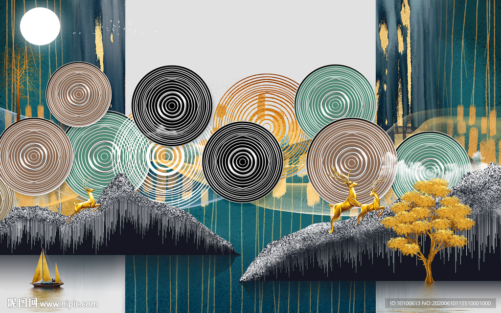 欧式热销山水画 TIF分层