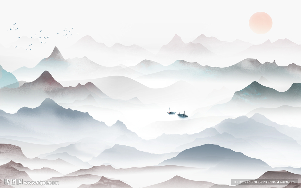 新中式山水画热卖画 TIF分层