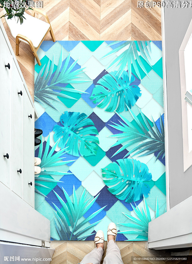 几何抽象轻奢抽象玄关地毯