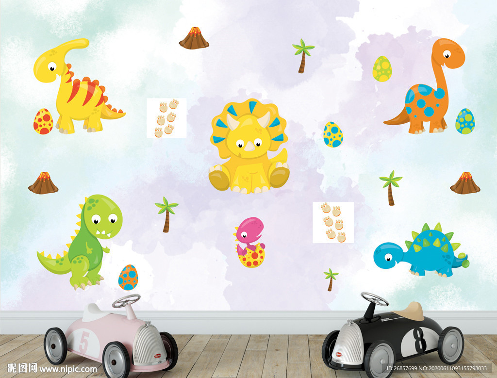 可爱恐龙背景墙