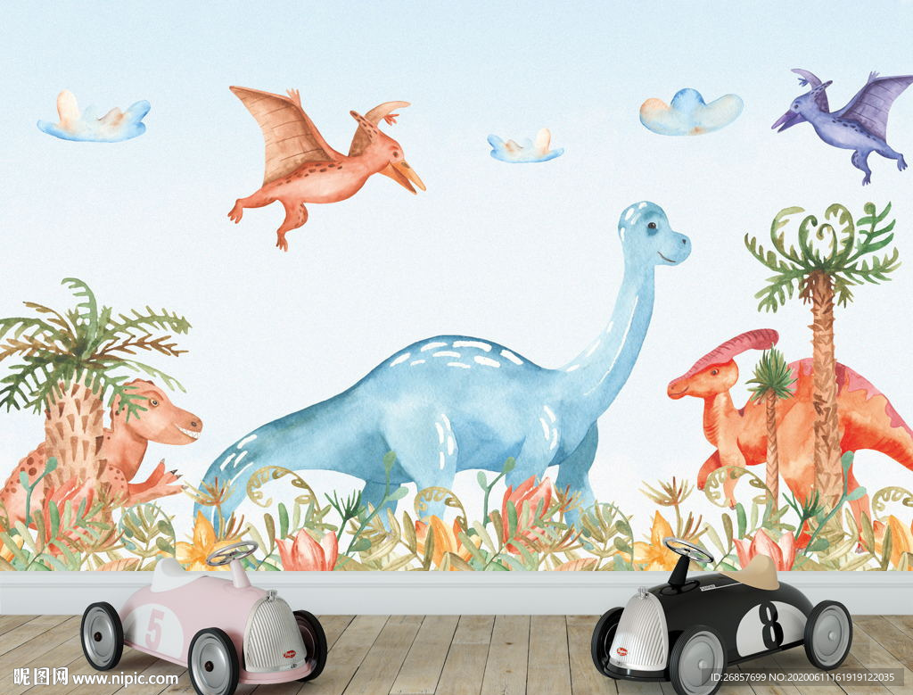 可爱恐龙背景墙