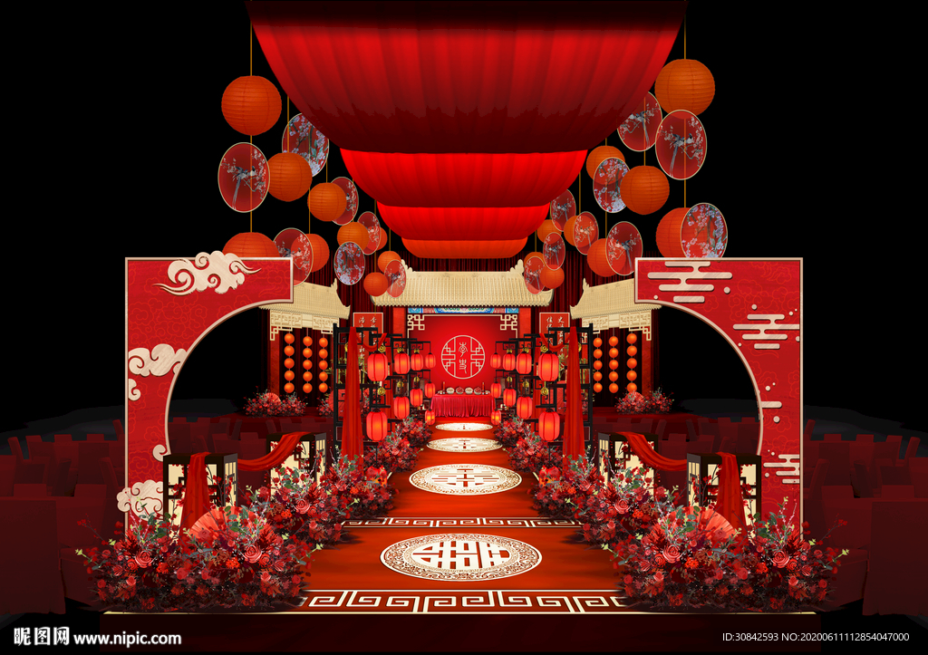 红色中式婚礼仪式区