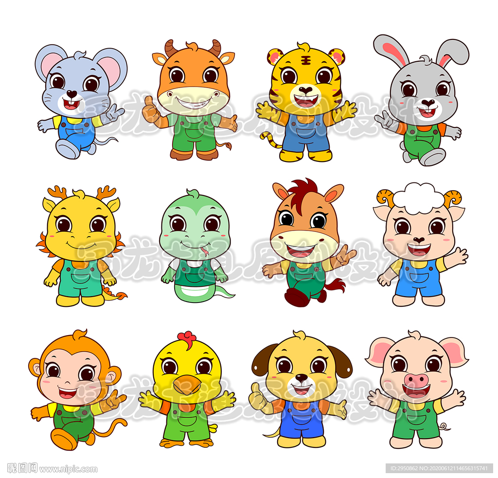 卡通十二生肖童装版2020