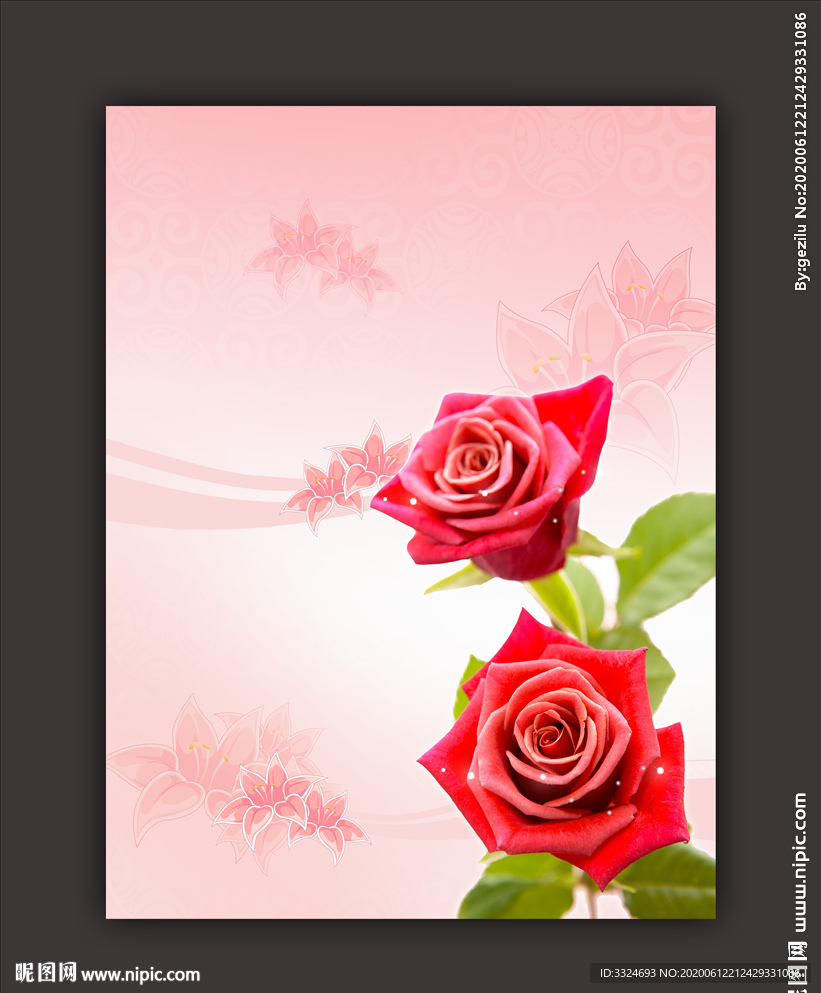 玻璃移门玫瑰花挂画图片