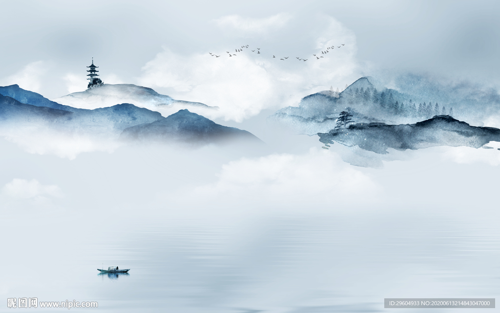 意境简约风格山水 tif分层