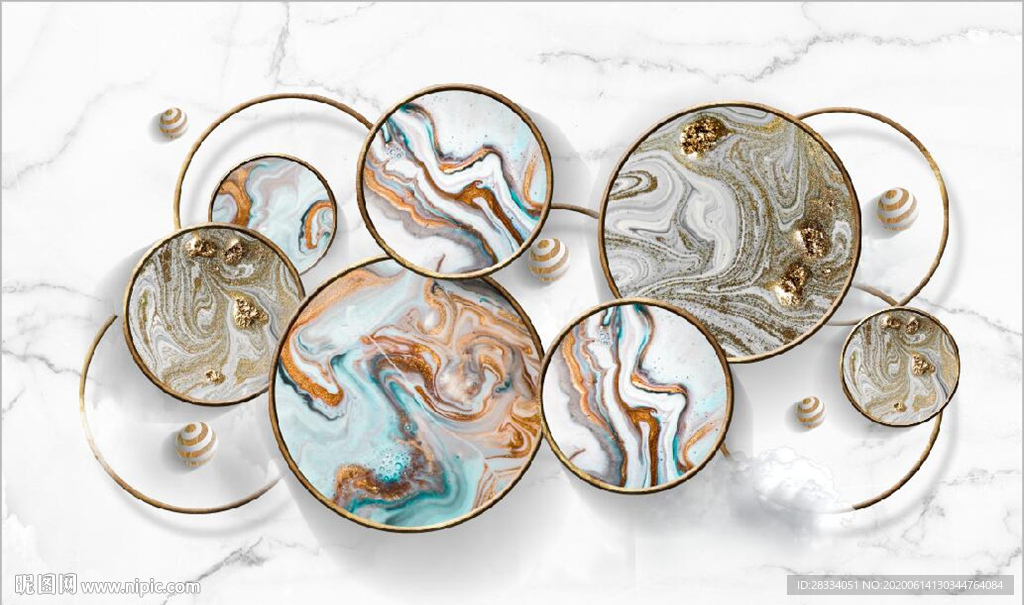 北欧风抽象几何形状电视背景墙