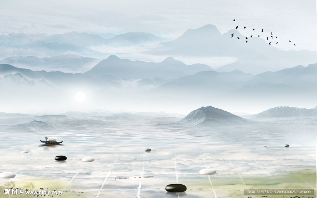 抽象意境风山水画 TIF分层