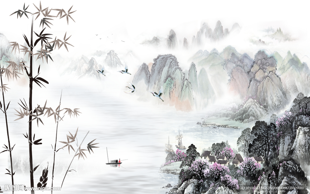 新款意境风山水画 TIF分层