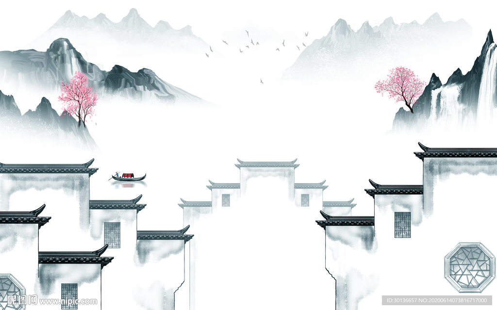 高清版徽派山水画 TIF分层