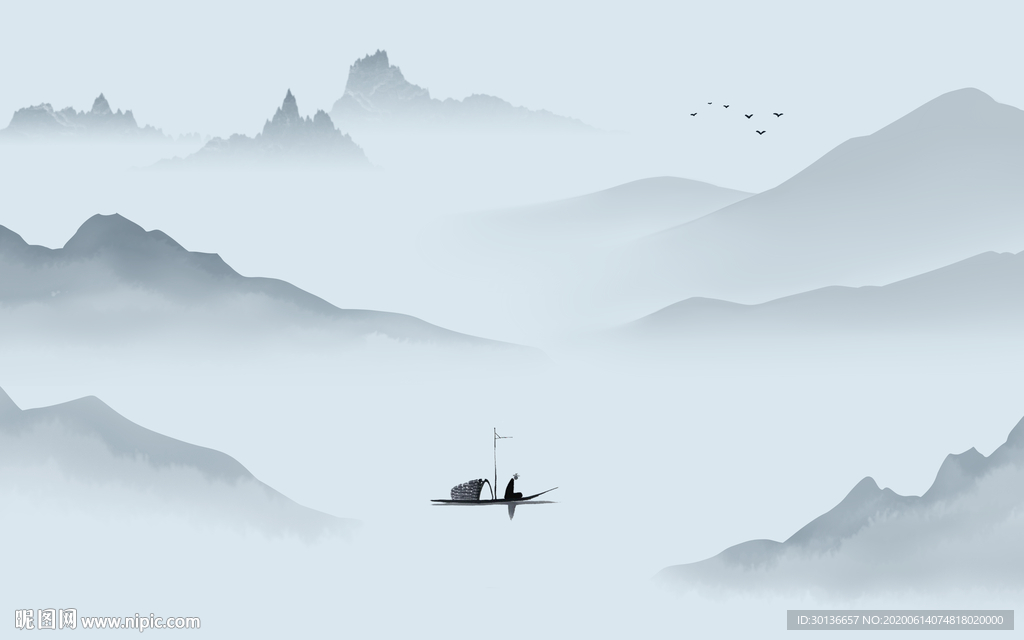 高清 意境风山水画 TIF分层