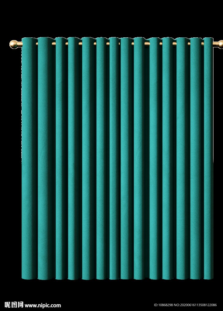 复古绿色布窗帘素材
