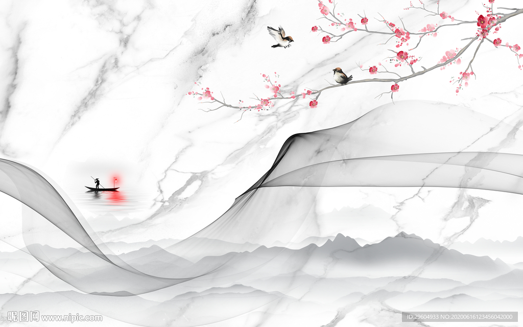 花鸟爵士白山水 tif分层