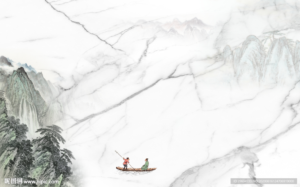 中国风爵士白山水 tif分层