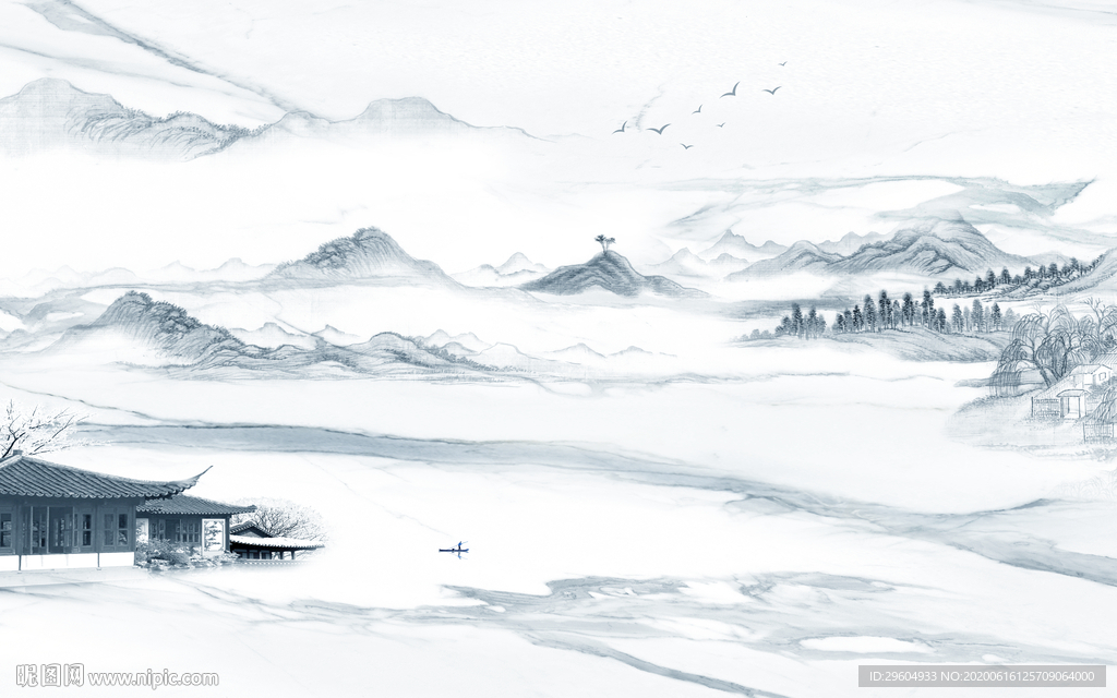 大气爵士白山水 tif分层