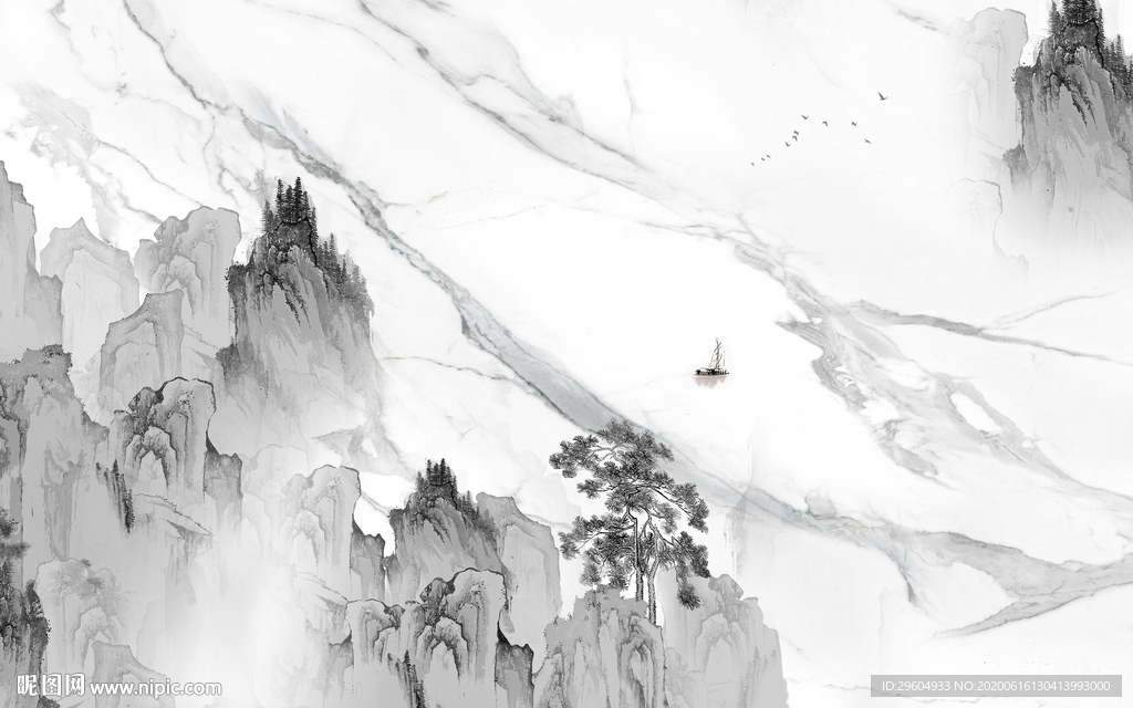 高清 爵士白 tif分层 山水