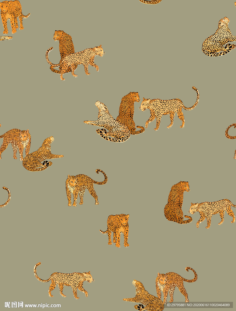 大牌 数码印花 豹