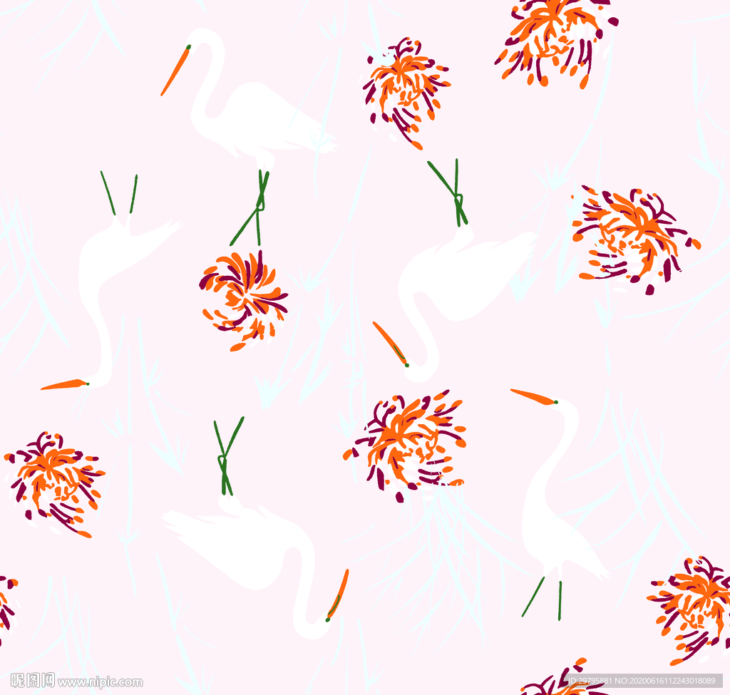 数码 印花 花朵 大牌 手绘花