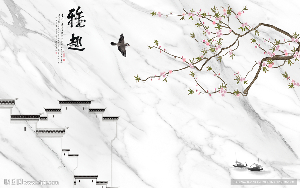 高端徽派花鸟 TIF分层