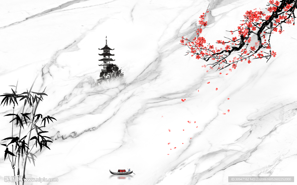 梅花高端国画竹子 TIF分层