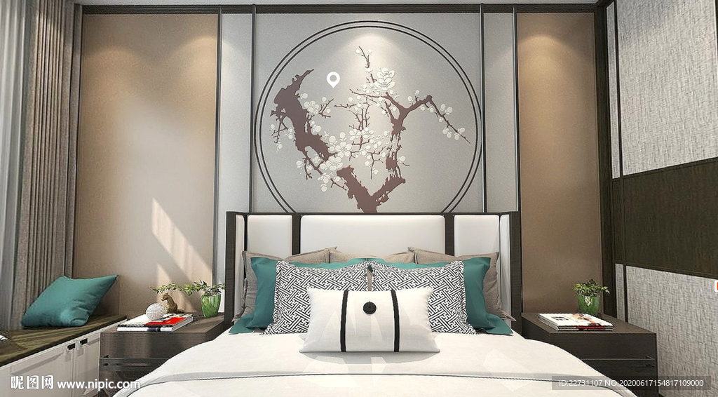 主卧背景墙-新中式背景墙