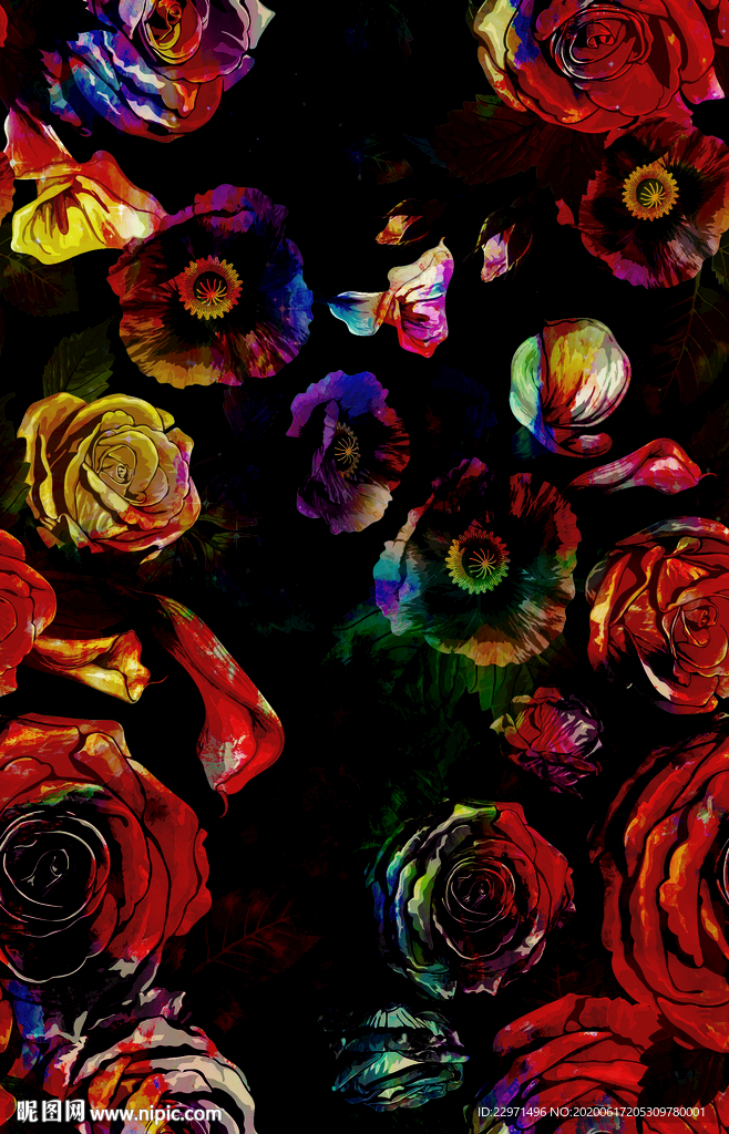 大牌扎染手绘花朵