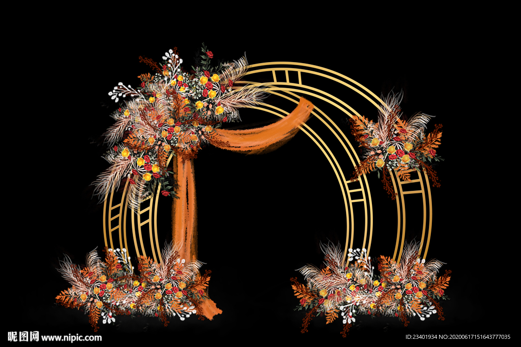 浪漫婚礼创意橘色起点花门