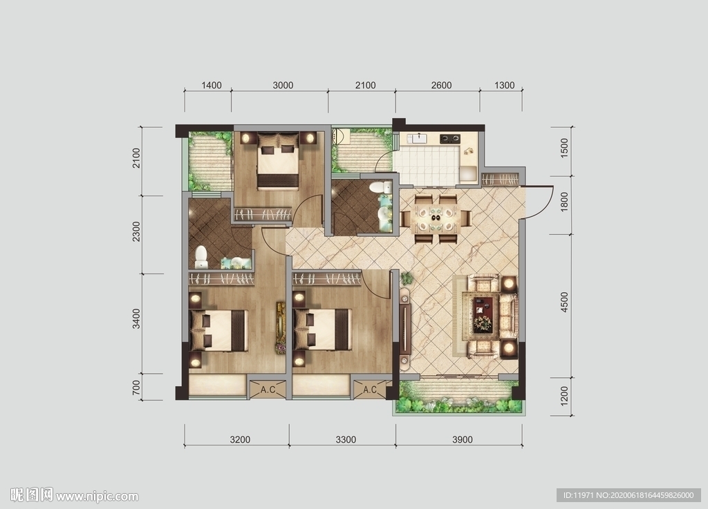 高端地产彩色户型图